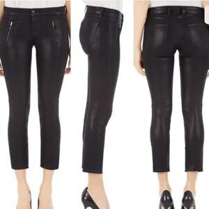 J BRAND Julia Lacquered Pants Black Size 28 Cropped‎ Skinny Mid Rise Biker Moto
